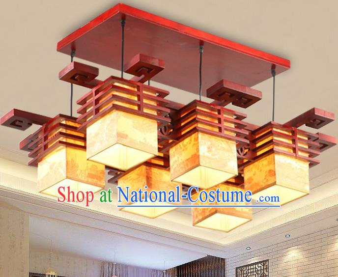 Top Grade Handmade Six-Lights Palace Lanterns Traditional Chinese Lantern Ancient Ceiling Lanterns