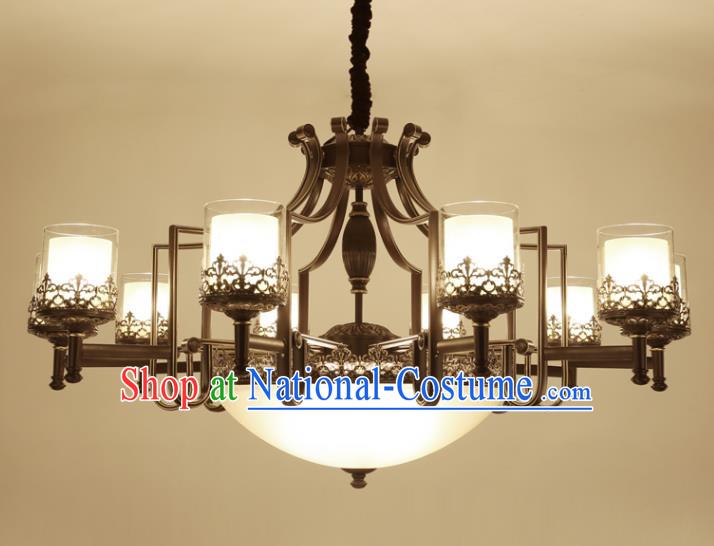 China Handmade Nine-Lights Ceiling Lanterns Traditional Chinese Iron Palace Lantern Ancient Lanterns