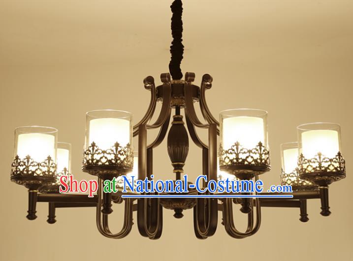 China Handmade Eight-Lights Iron Ceiling Lanterns Traditional Chinese Palace Lantern Ancient Lanterns