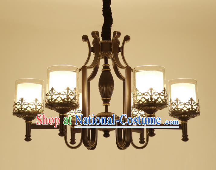 China Handmade Six-Lights Iron Ceiling Lanterns Traditional Chinese Palace Lantern Ancient Lanterns