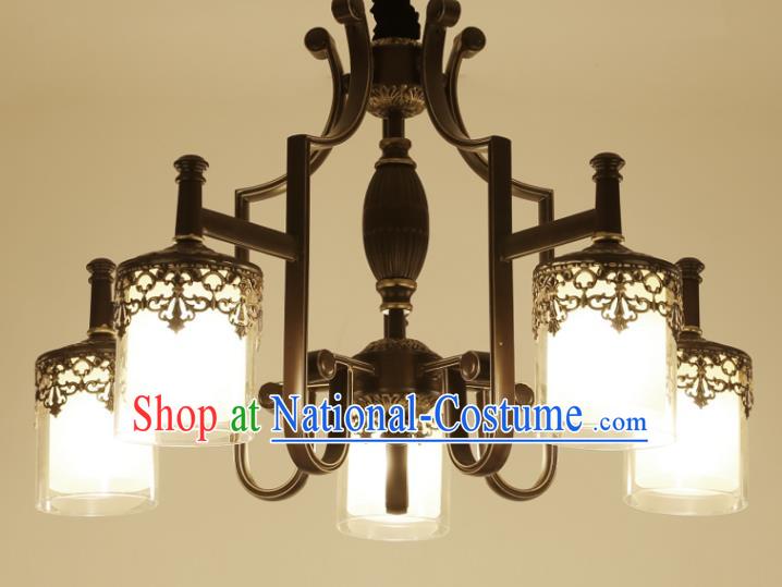 China Handmade Five-Lights Iron Ceiling Lanterns Traditional Chinese Palace Lantern Ancient Lanterns