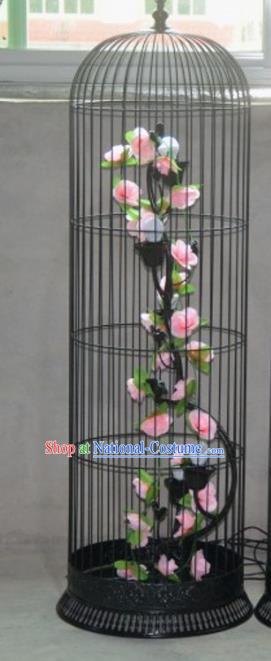 Top Grade Handmade Pink Flowers Palace Lanterns Traditional Chinese Iron Lantern Ancient Ceiling Lanterns