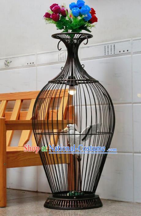 Traditional Chinese Iron Palace Lantern Handmade Desk Vase Lanterns Ancient Lamp