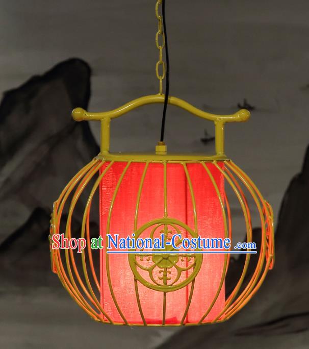 Top Grade Handmade Yellow Birdcage Palace Lanterns Traditional Chinese Iron Lantern Ancient Ceiling Lanterns