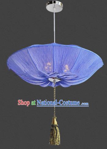 Top Grade Handmade Blue Lotus Leaf Lanterns Traditional Chinese Palace Lantern Ancient Ceiling Lanterns