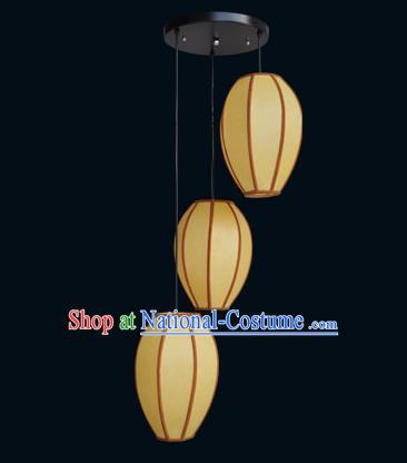 Top Grade Handmade Hanging Three-Lights Lanterns Traditional Chinese Ceiling Palace Lantern Ancient Lanterns