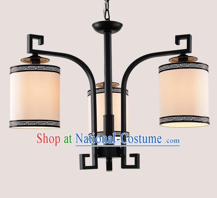 Top Grade Handmade Three-Lights Iron Lanterns Traditional Chinese Ceiling Palace Lantern Ancient Lanterns