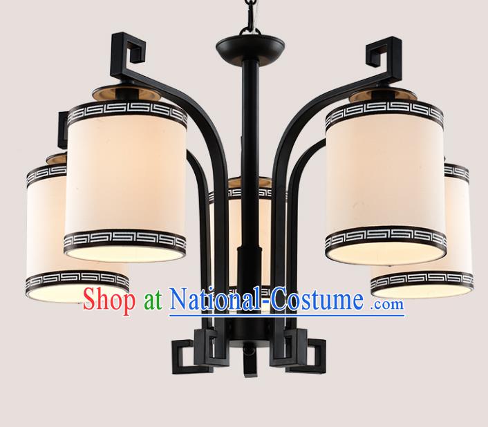 Top Grade Handmade Five-Lights Iron Lanterns Traditional Chinese Ceiling Palace Lantern Ancient Lanterns