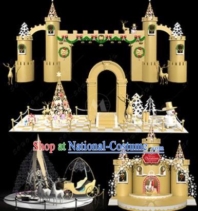 Traditional Christmas Castle Light Show Decorations Lamps Stage Display Lamplight LED Lanterns