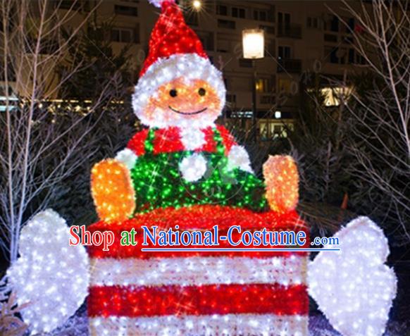 Traditional Christmas Snowman Light Show Decorations Lamps Stage Display Lamplight LED Lanterns