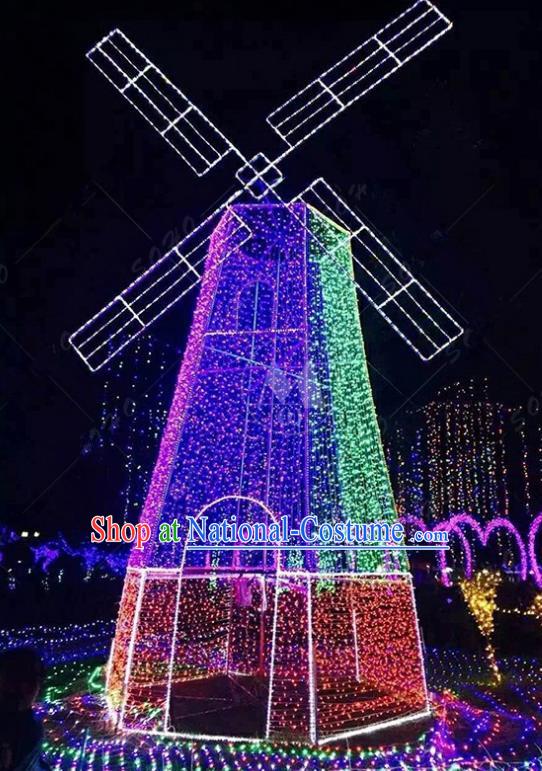 Traditional Christmas Windmill Light Show Decorations Lamps Stage Display Lamplight LED Lanterns