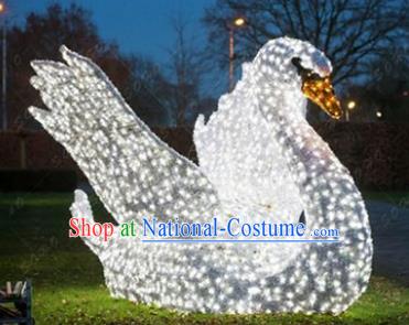 Traditional Christmas Light Show Swan Decorations Lamps Stage Display Lamplight LED Lanterns