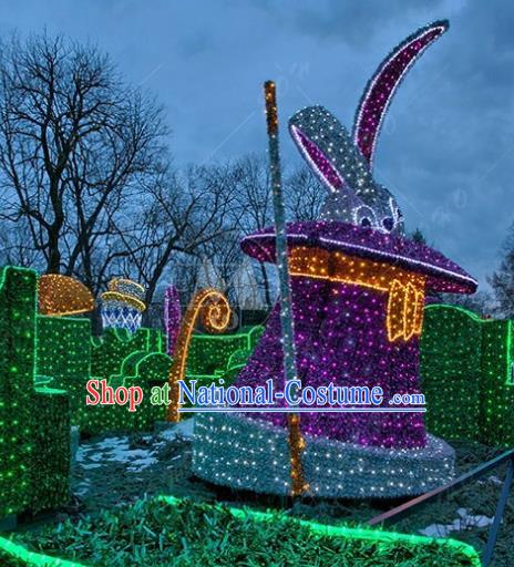 Traditional Christmas LED Light Show Rabbit Decorations Lamps Stage Display Lamplight Lanterns