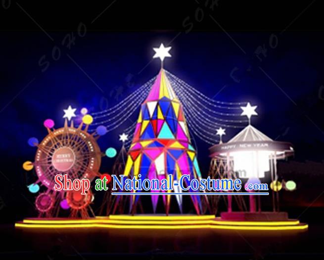 Traditional Christmas LED Light Show Ferris Wheel Lamplight Decorations Stage Display Lanterns