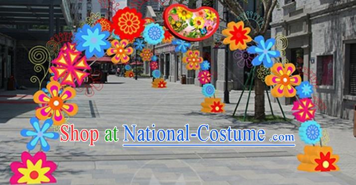 Handmade China Spring Festival Lights Flowers Archway Arrangement Lamplight Decorations Stage Display Lanterns