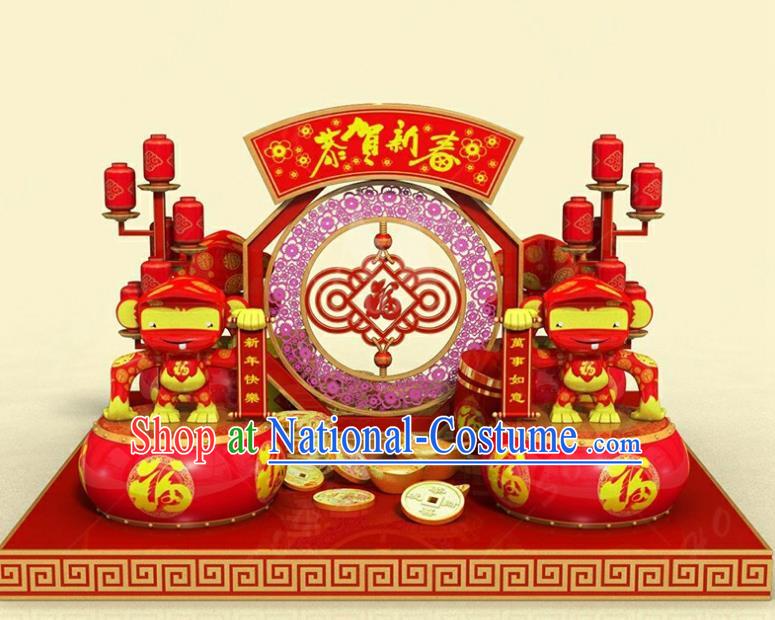 Handmade China Spring Festival Monkey Lights Arrangement Lamplight Decorations Stage Display Lanterns