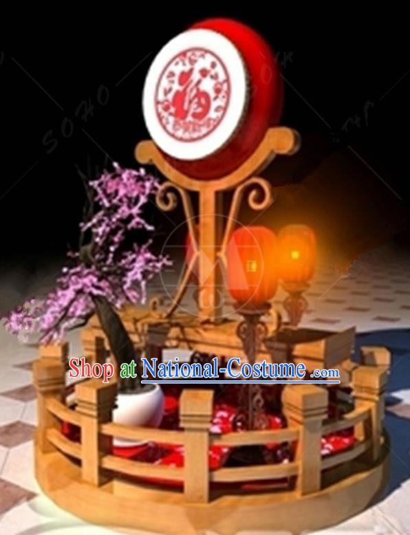 Handmade China Spring Festival Lamp Drum Lamplight Decorations Stage Display Lanterns