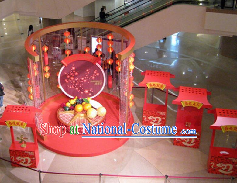 Handmade China Traditional Spring Festival Decorations Lanterns Arrangement Display Cabinets Lamp