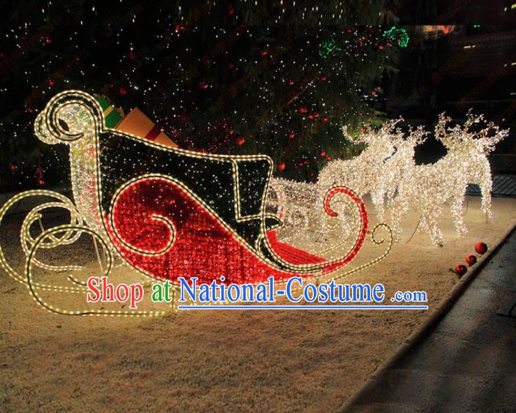 Traditional Handmade Christmas Light Show Decorations Shiny Christmas Sleigh Lamplight LED Lanterns