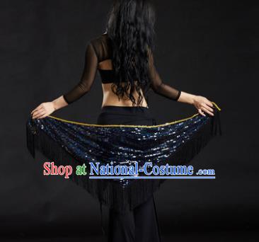 Indian Belly Dance Black Tassel Waist Scarf Belts India Raks Sharki Waistband for Women