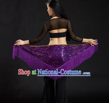 Indian Belly Dance Purple Tassel Waist Scarf Belts India Raks Sharki Waistband for Women