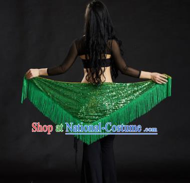 Indian Belly Dance Green Tassel Waist Scarf Belts India Raks Sharki Waistband for Women