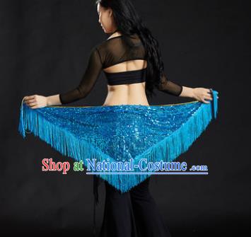 Indian Belly Dance Blue Tassel Waist Scarf Belts India Raks Sharki Waistband for Women