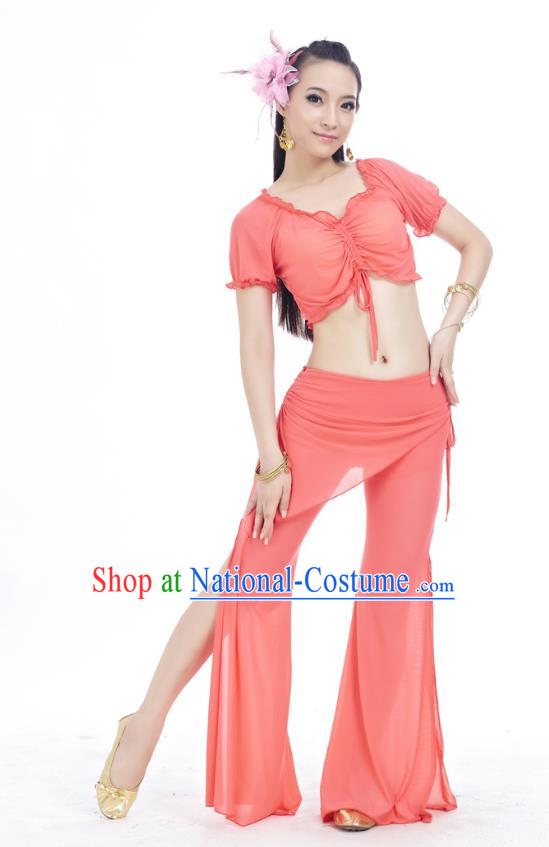 Indian Traditional Belly Dance Water Red Costume India Oriental Dance Clothing for Women