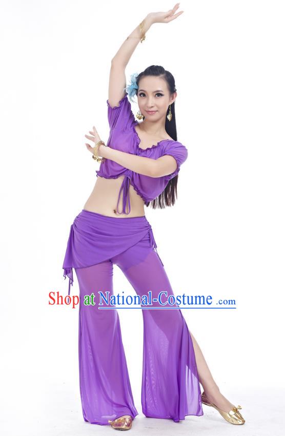 Indian Traditional Belly Dance Deep Purple Costume India Oriental Dance Clothing for Women