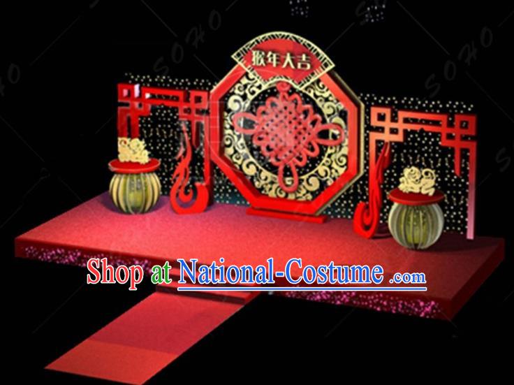 China Traditional New Year Lamp Decorations Chinese Knot Lamplight Stage Display Lanterns