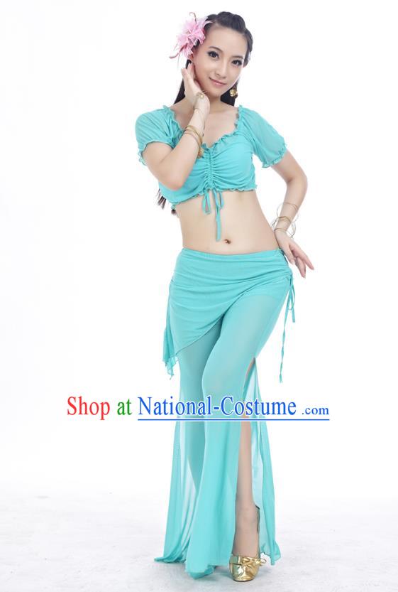 Indian Traditional Belly Dance Green Costume India Oriental Dance Clothing for Women