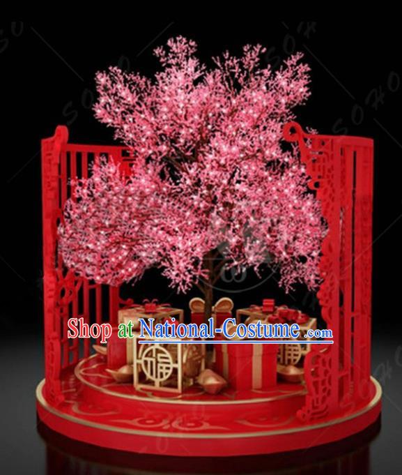 China Traditional Peach Blossom Arrangement Lamp Decorations Lamplight Stage Display Lanterns