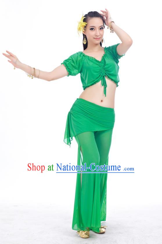 Indian Traditional Belly Dance Deep Green Costume India Oriental Dance Clothing for Women