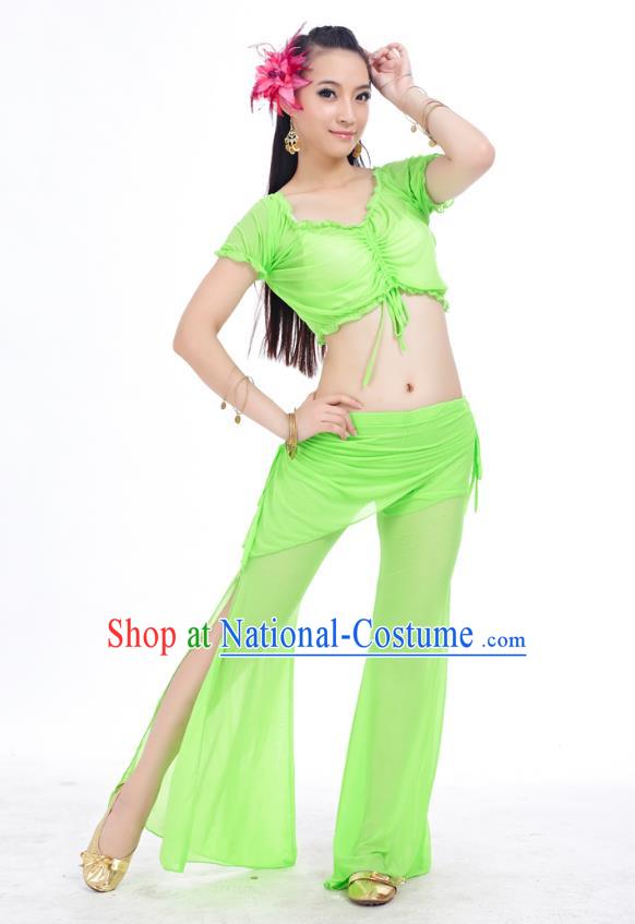 Indian Traditional Belly Dance Light Green Costume India Oriental Dance Clothing for Women