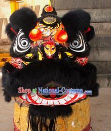 Chinese Traditional Parade Black Wool Lion Head Professional Lion Dance Costumes Complete Set