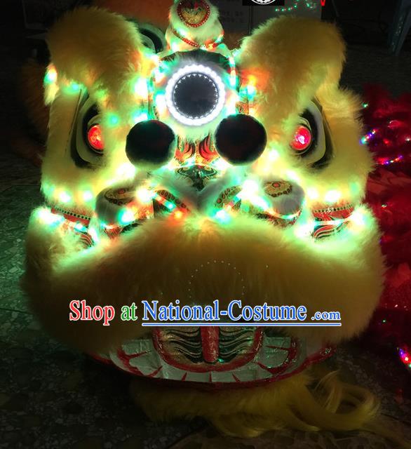 Top Grade Chinese Traditional LED Light Green Lion Head Professional Lion Dance Costumes Complete Set