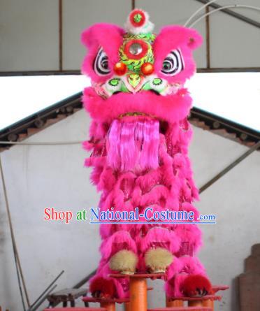 Top Grade Chinese Traditional Pink Wool Lion Head Professional Lion Dance Costumes Complete Set