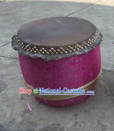 China Traditional Lion Dance Instruments Rosy Cowhide Drum Wood Lion Drums