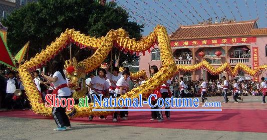 Chinese Professional Parade LED Lights Golden Dragon Dance Costumes Celebration Dragon Props Complete Set