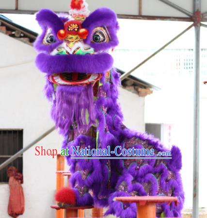 Top Grade Chinese Traditional Purple Lion Head Professional Wool Lion Dance Costumes Complete Set