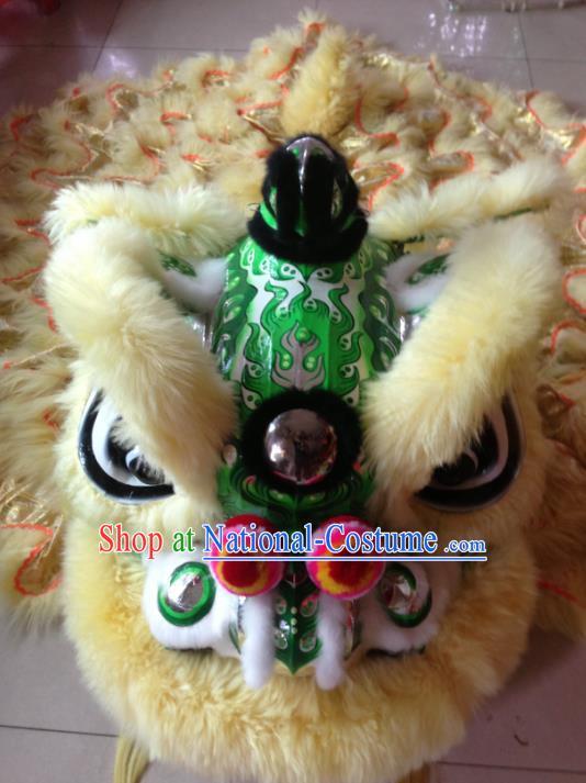 Chinese Professional Lion Dance Celebration and Parade Green Lion Head Costumes Complete Set