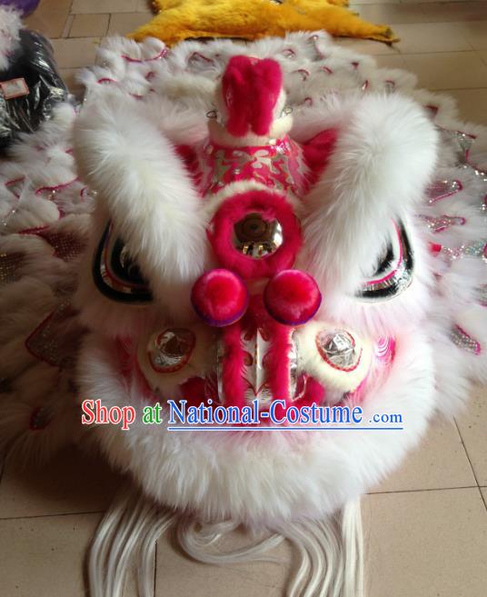 Chinese Professional Lion Dance Costumes Celebration and Parade Wool Pink Lion Head Complete Set