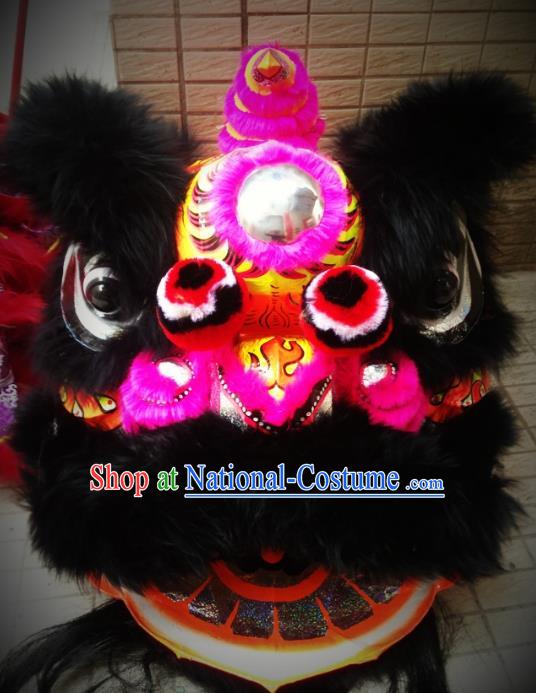 Chinese Traditional Professional Lion Dance Costumes Celebration and Parade Wool Rosy Lion Head Complete Set