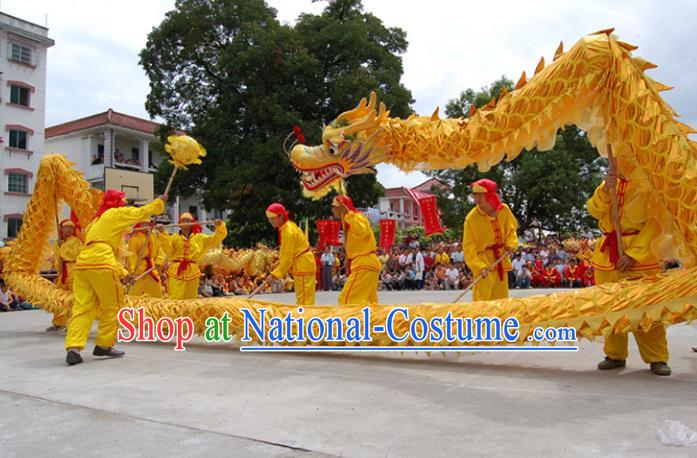 Giant Chinese Traditional Golden Dragon Dance Costumes Professional Lantern Festival Celebration Dragon Parade Complete Set