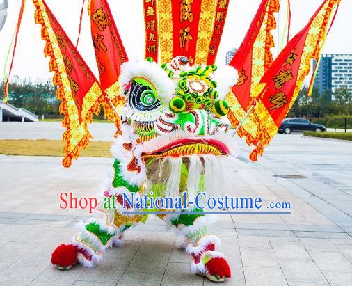 Chinese Traditional Green Wool Lion Dance Costumes Professional Celebration Parade Lion Head Complete Set