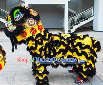 Chinese Traditional Black Wool Lion Dance Costumes Professional Celebration Parade Lion Head Complete Set