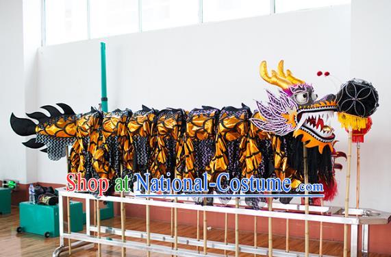 Chinese Professional Parade Black Dragon Dance Costumes Lantern Festival Celebration Dragon Props Complete Set