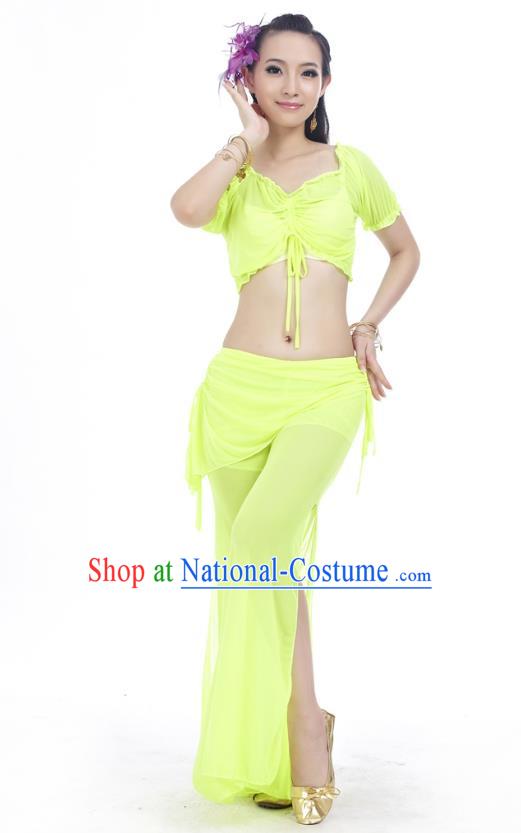 Indian Traditional Belly Dance Light Green Costume India Oriental Dance Clothing for Women