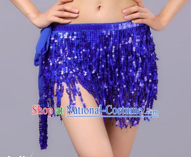 Indian Traditional Belly Dance Royalblue Sequin Waist Scarf Waistband India Raks Sharki Belts for Women