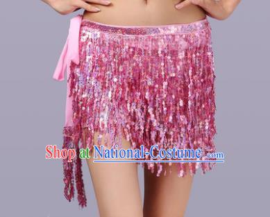 Indian Traditional Belly Dance Pink Sequin Waist Scarf Waistband India Raks Sharki Belts for Women